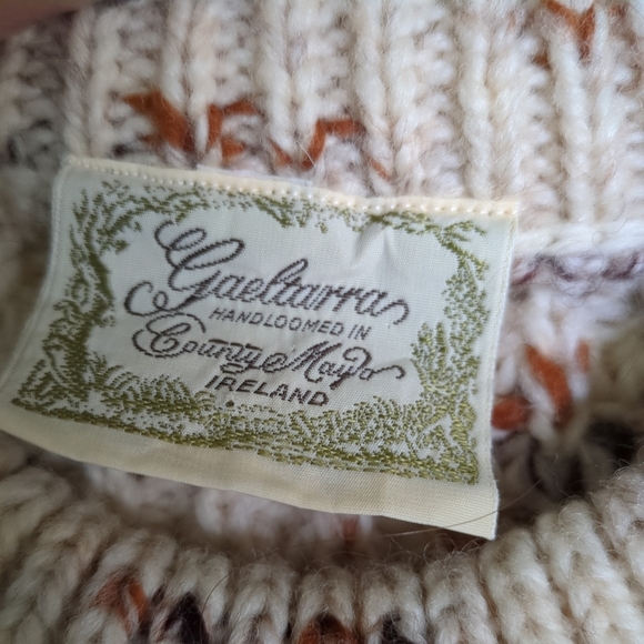 Gaeltarra Handloomed Pure New Wool Fisherman Sweater Cream Size Small - Picture 5 of 7